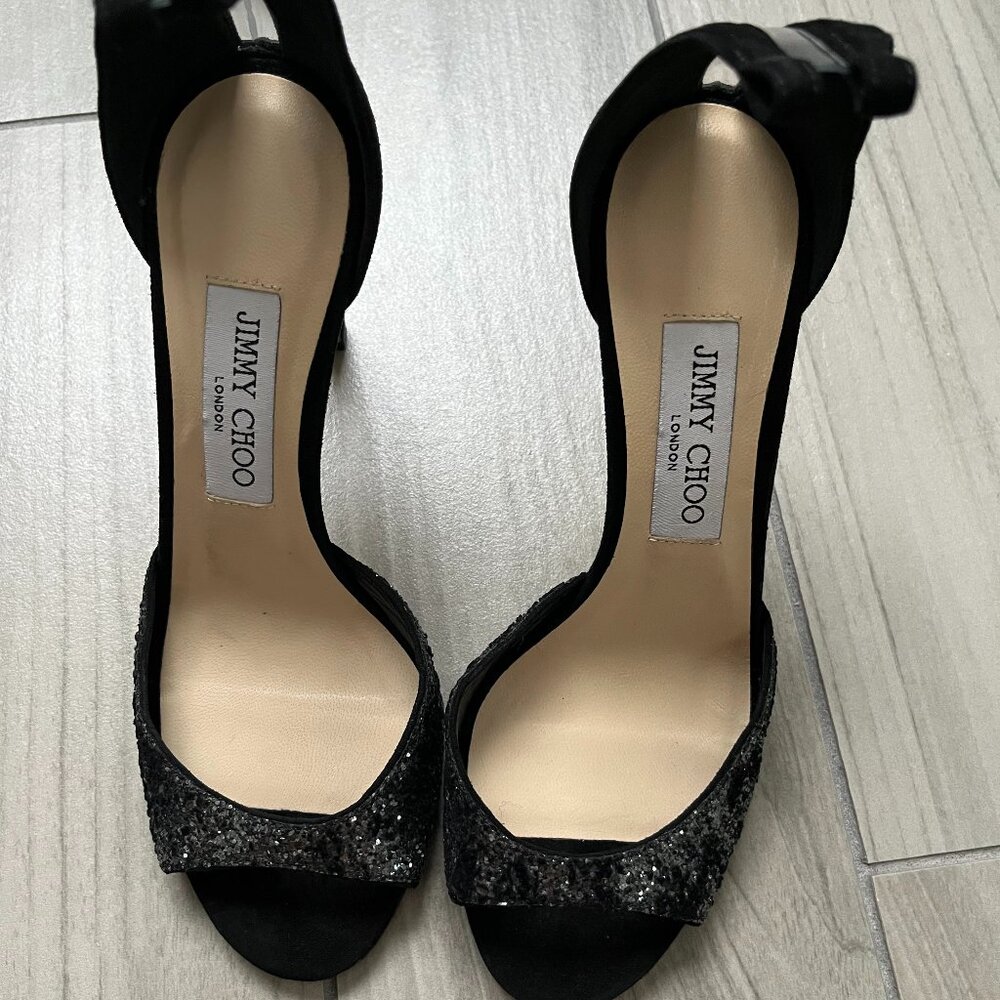 JIMMY CHOO Black Sparkly Sandals EU 38, New with Defects